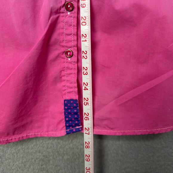 Roar Women's Button Up Shirt Pink Green Ombre' Rhinestone Embroidered Size M - Picture 8 of 12